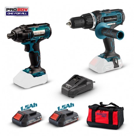 Bormann Pro BBP9000 Σετ Κρουστικό Δραπανοκατσάβιδο & Παλμικό Κατσαβίδι 20V με 2 Μπαταρίες 1.5Ah - 2.4Ah και Θήκη