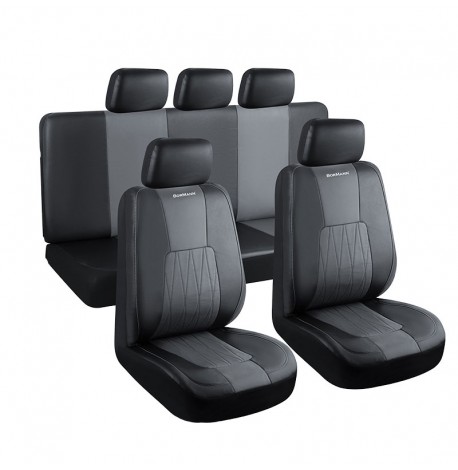 Bormann Σετ Προστατευτικά Καλύμματα Αυτοκινήτου Δερματίνη Μαύρα / Γκρι