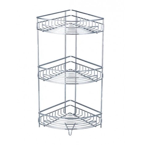 Γωνιακή Επιτοίχια Ραφιέρα Μπάνιου Μεταλλική 20.8x20.8x57cm Bormann